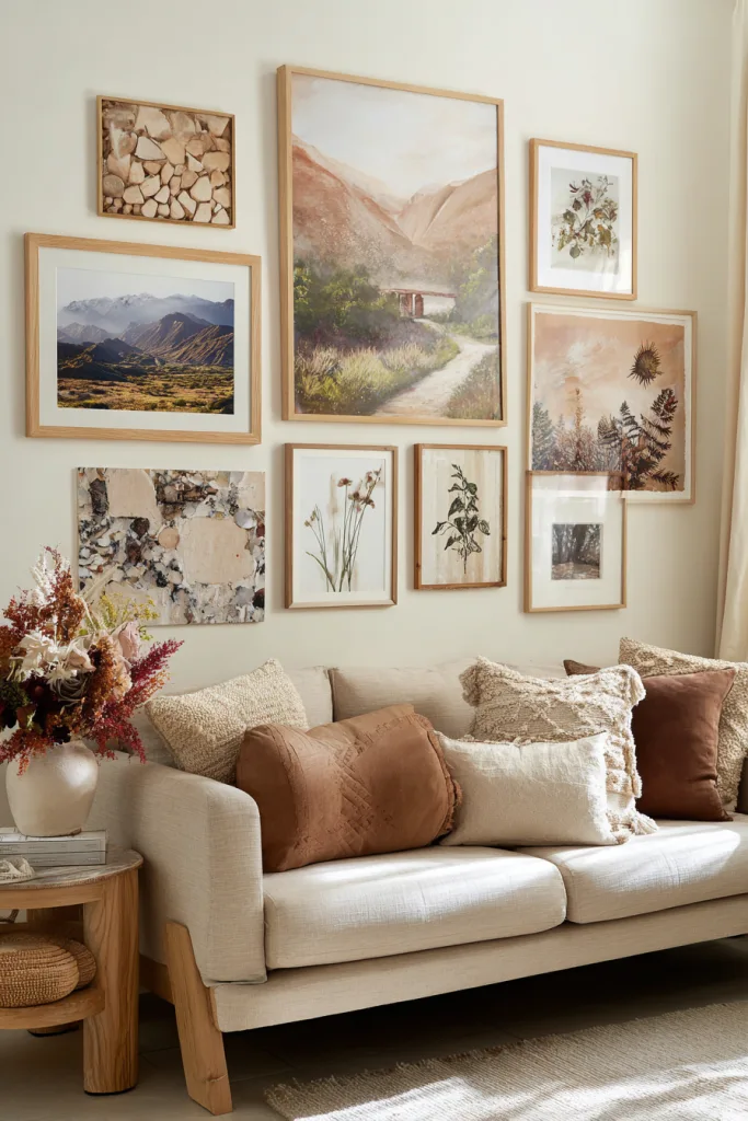 earth tones living room artwork