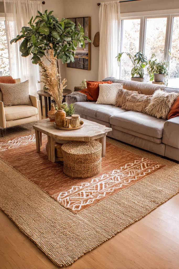 earth tones living room rug