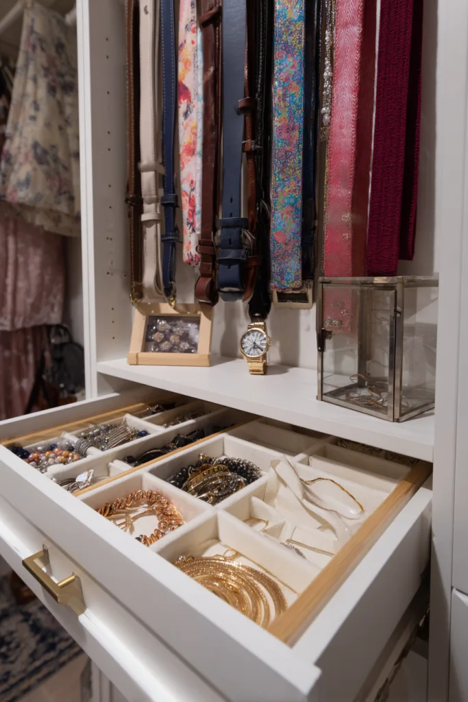 small walk-in closet organization