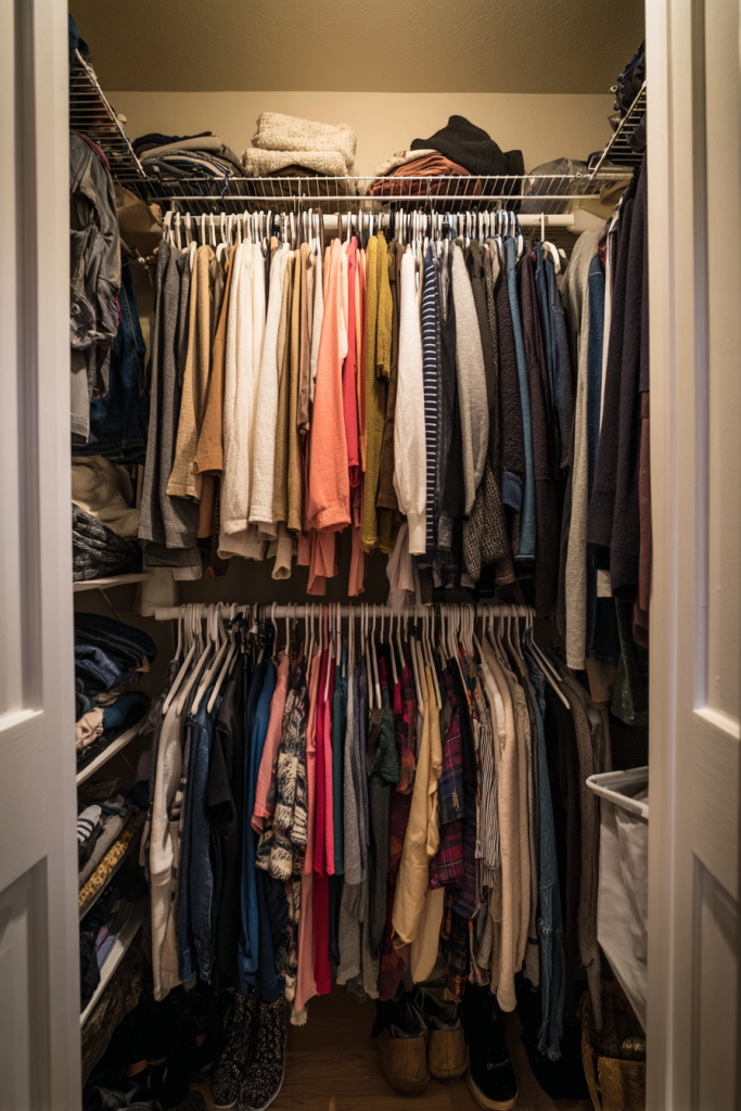 small walk-in closet organization
