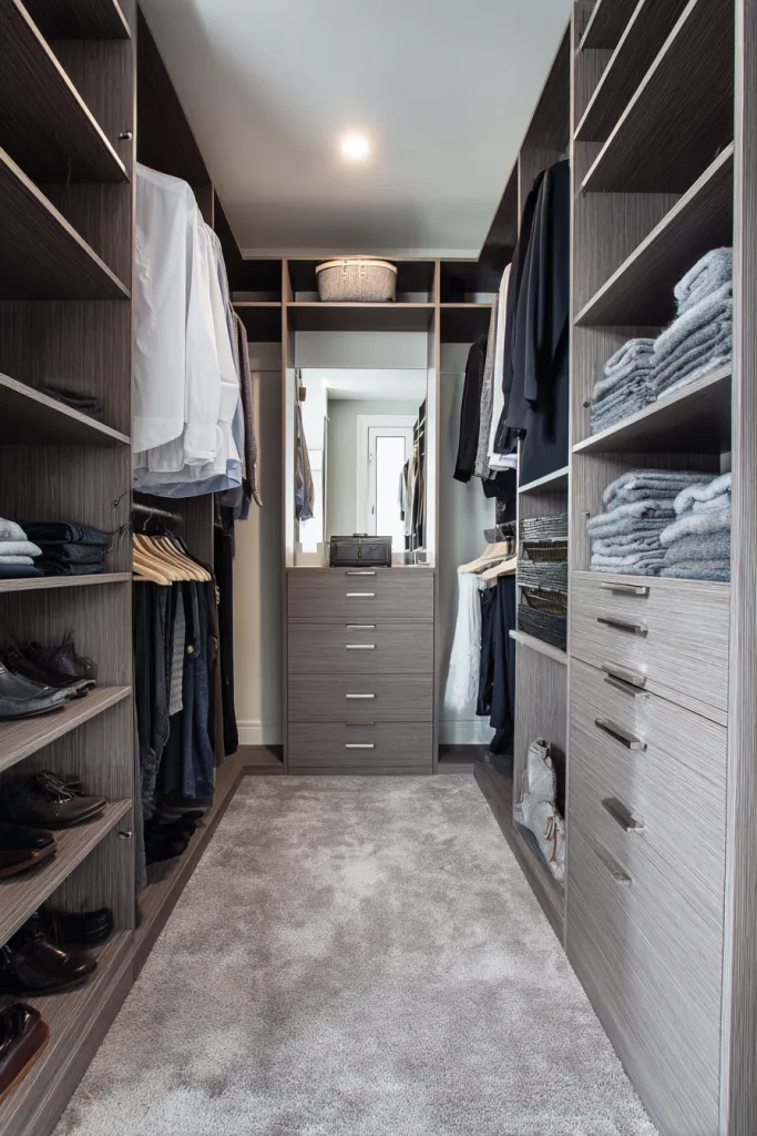 small walk-in closet organization