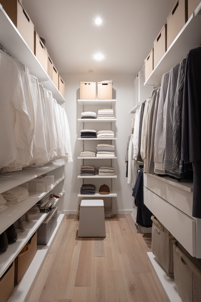 small walk-in closet organization