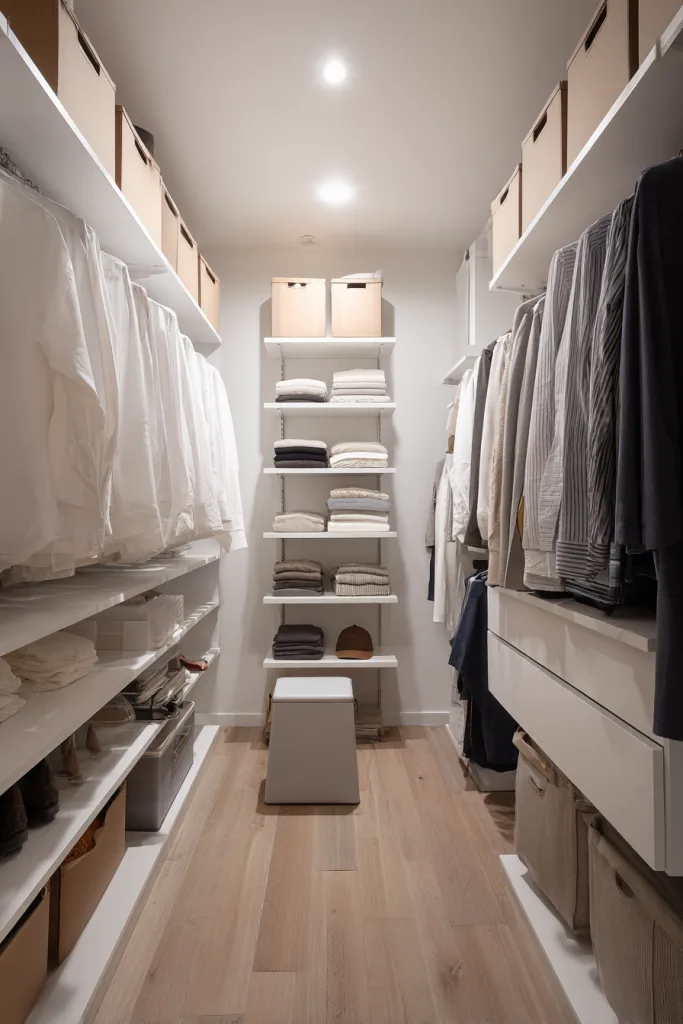 small walk-in closet organization