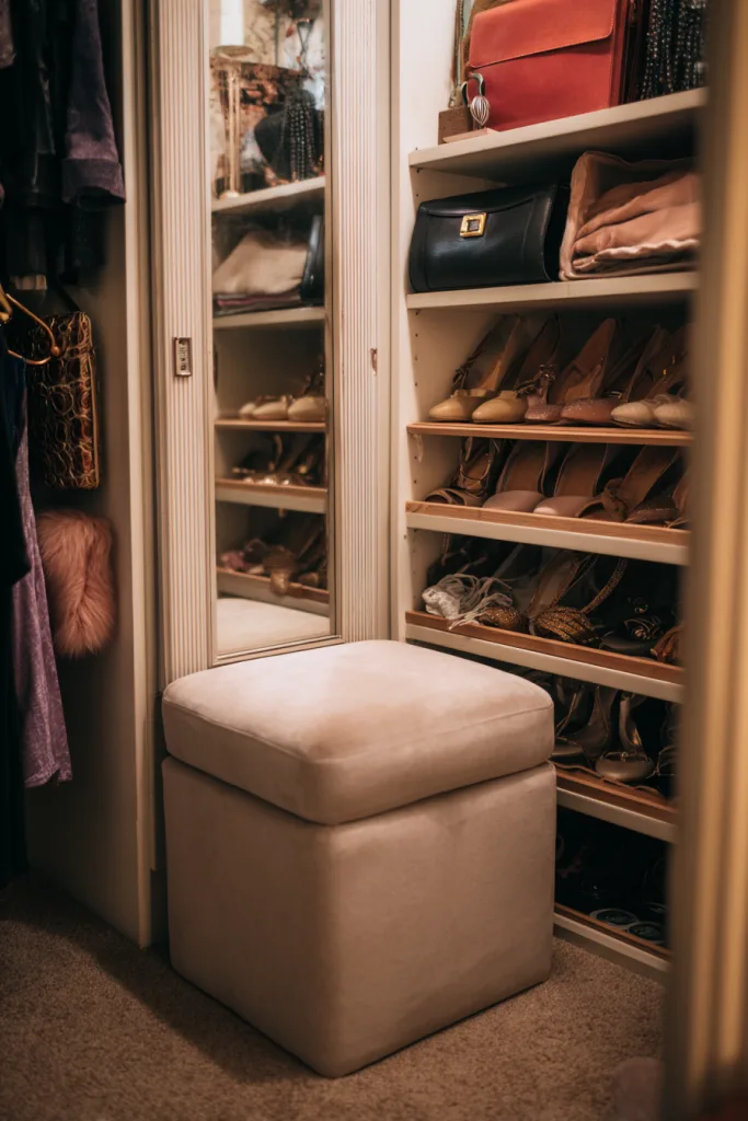 small walk-in closet organization