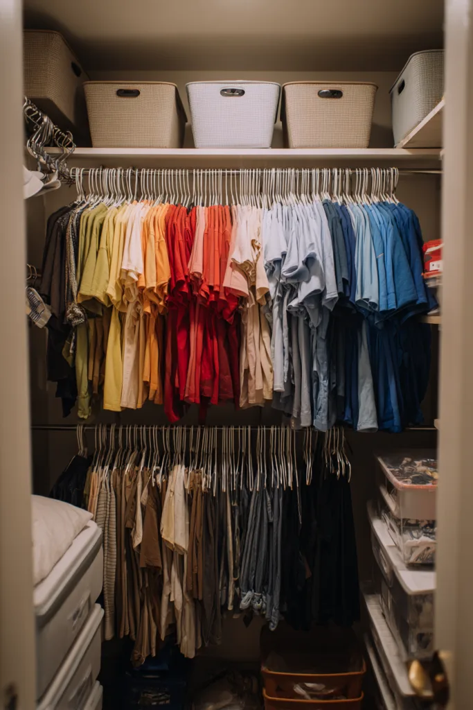 small walk-in closet organization