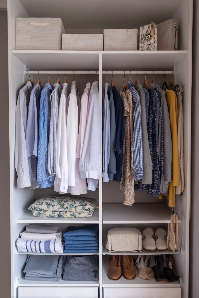 small walk-in closet organization
