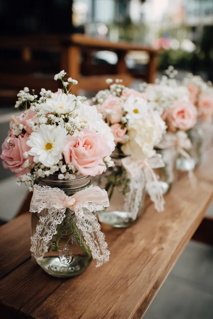 mason jar flower centerpiece for a baby shower