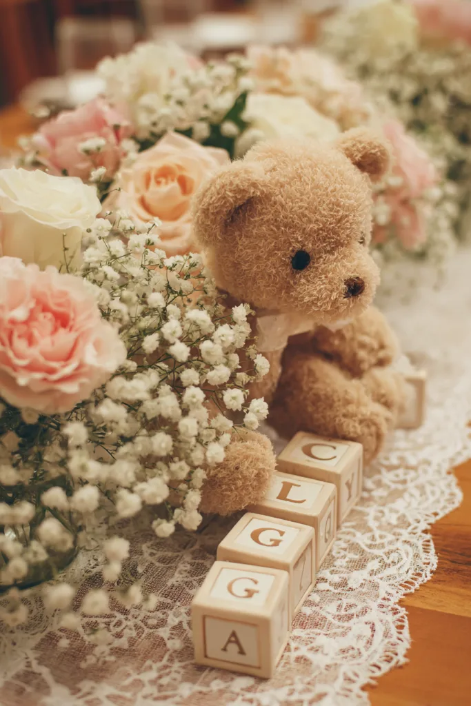 teddy bear keepsake centerpiece for a baby shower