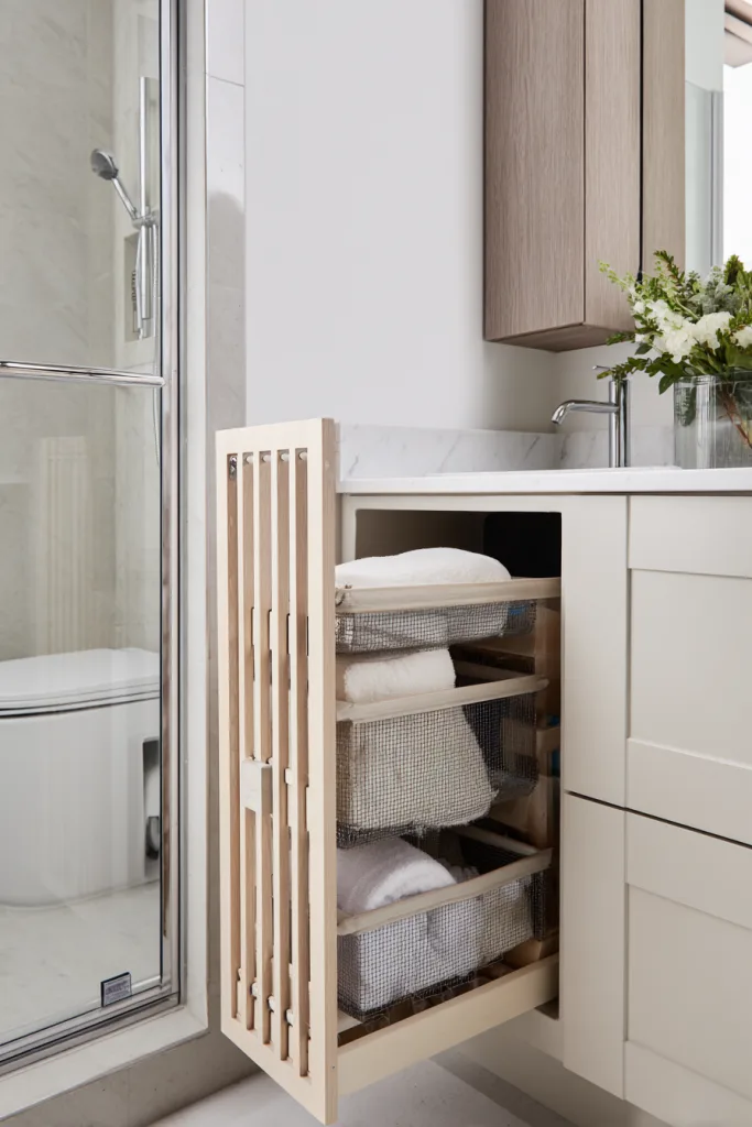 small bathroom with laundry