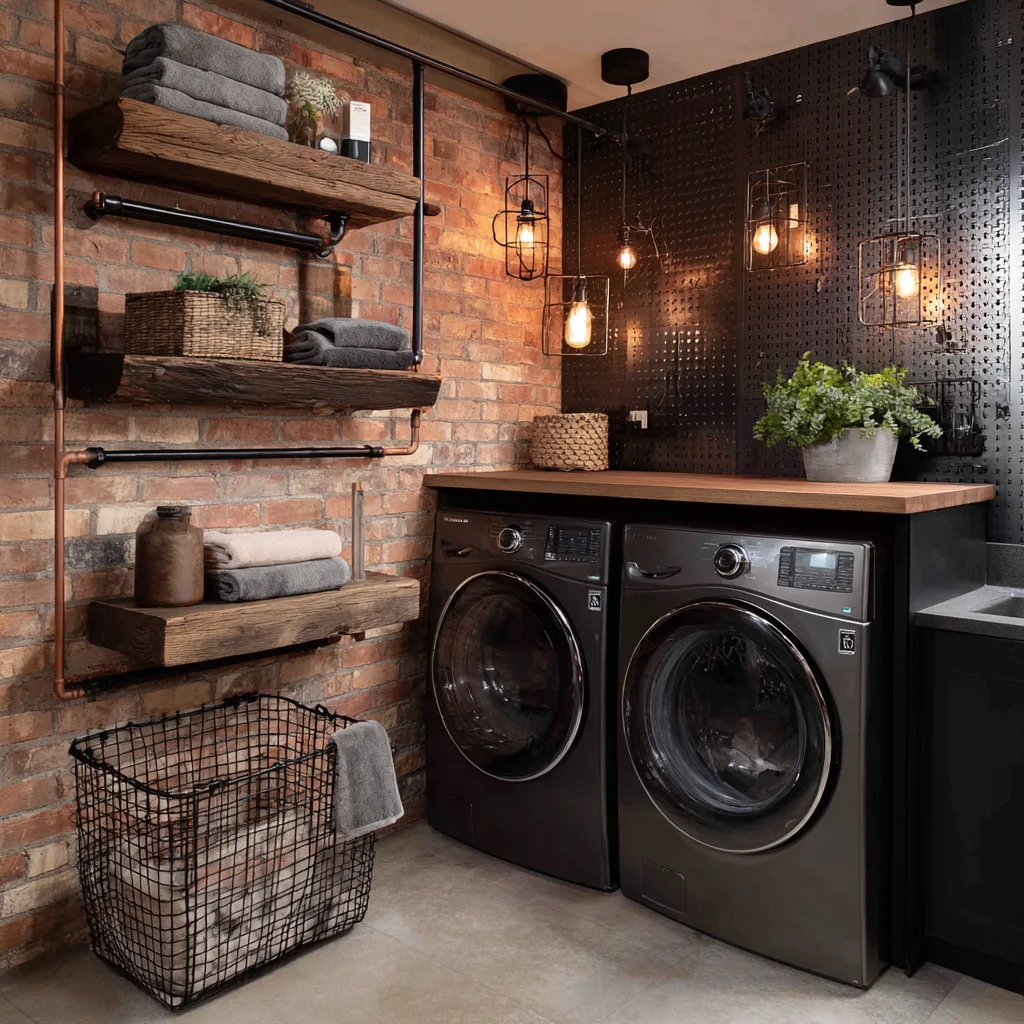 small bathroom with laundry