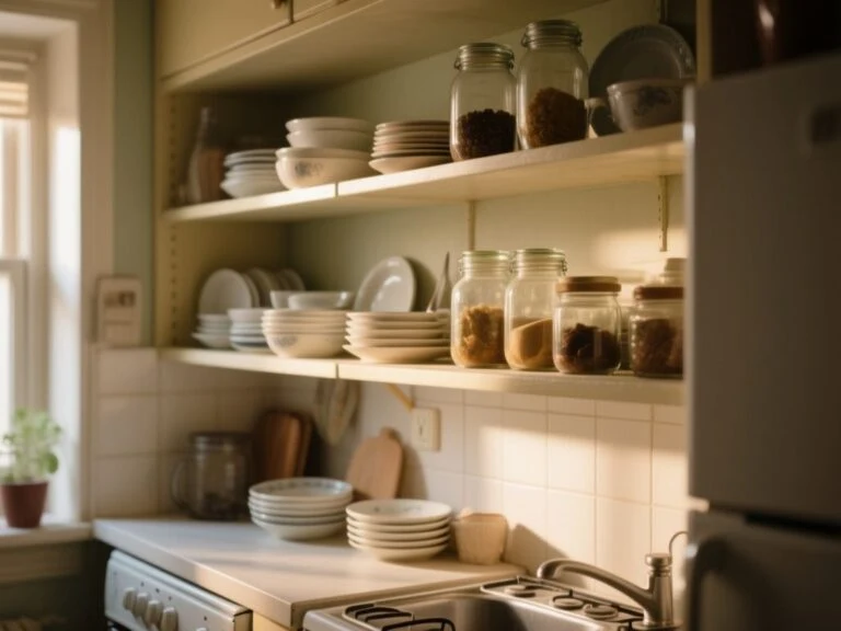 are open shelves practical in a kitchen