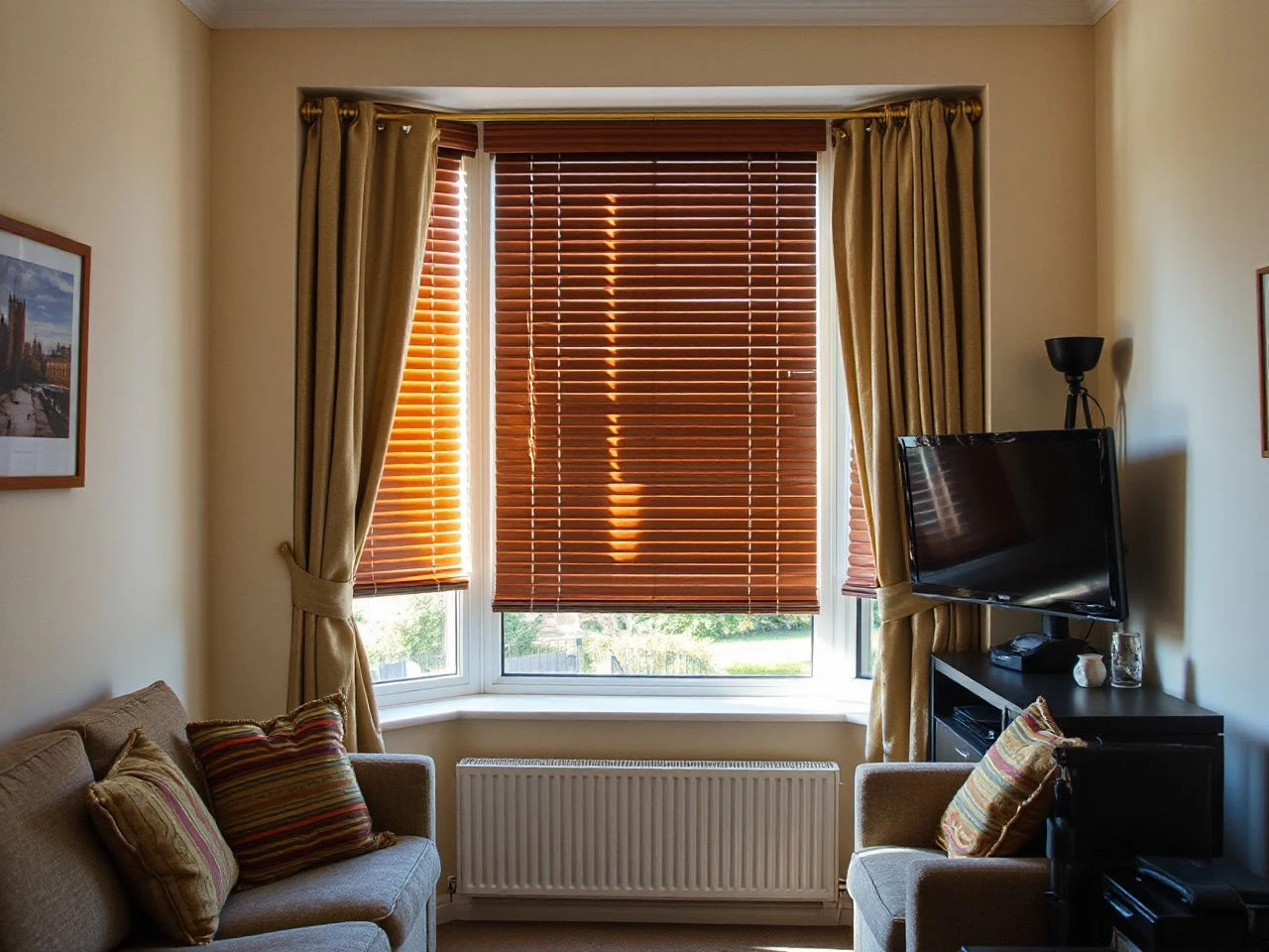 bay window curtains and blinds - step by step