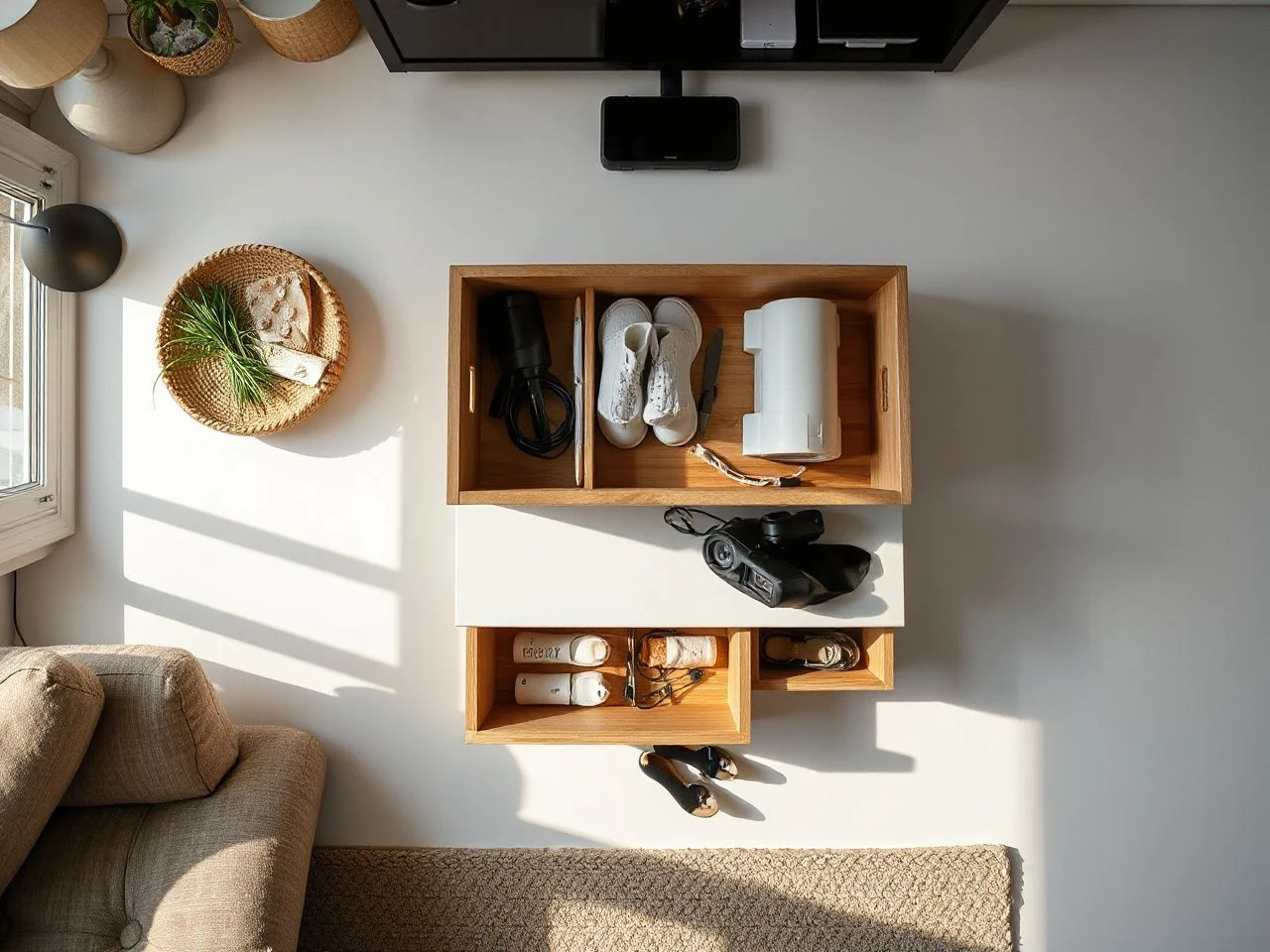 small entryway storage solutions - detailed view