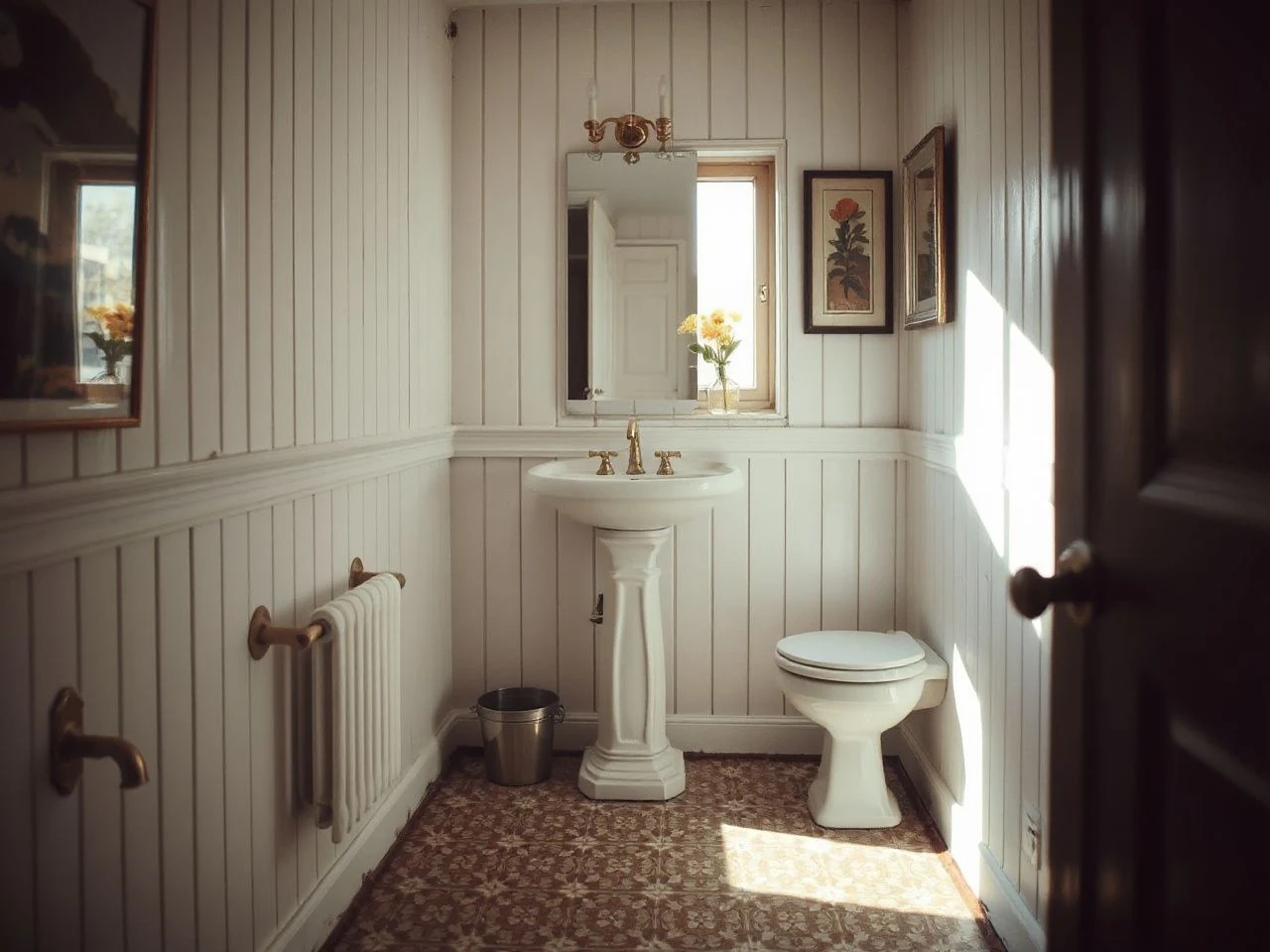 board and batten bathroom - detailed view