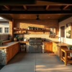 DIY outdoor kitchen with masonry base and stainless steel grill