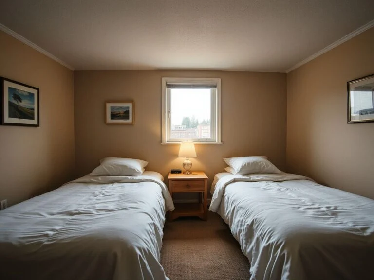 guest room with two twin beds