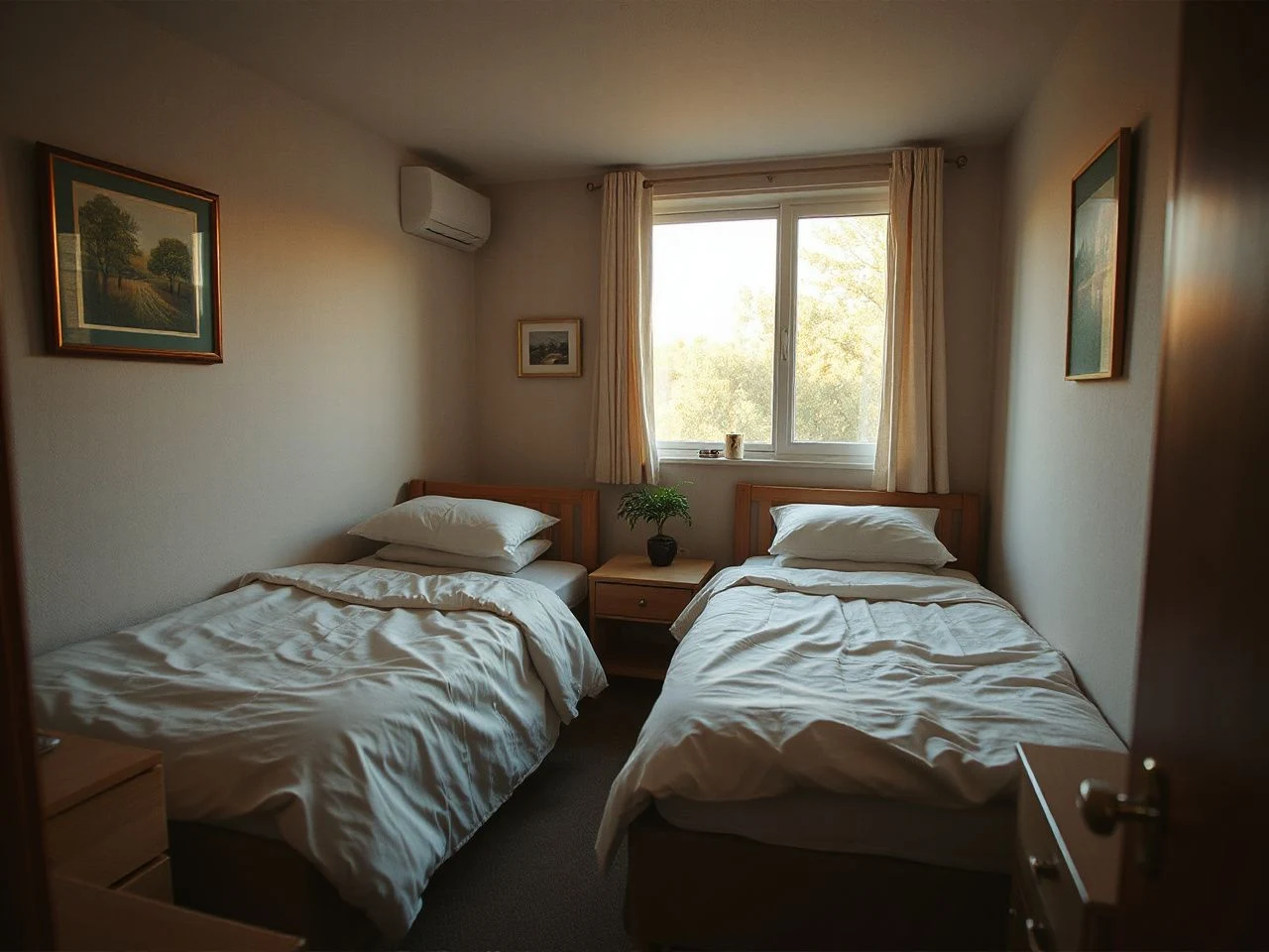 guest room with two twin beds - step by step