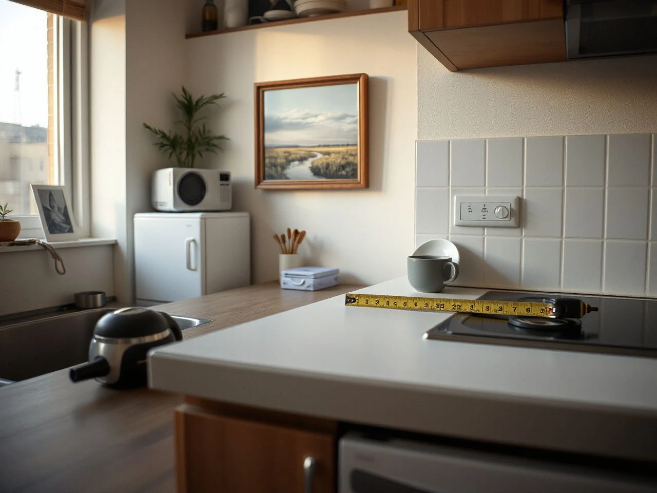 standard kitchen counter height - detailed view