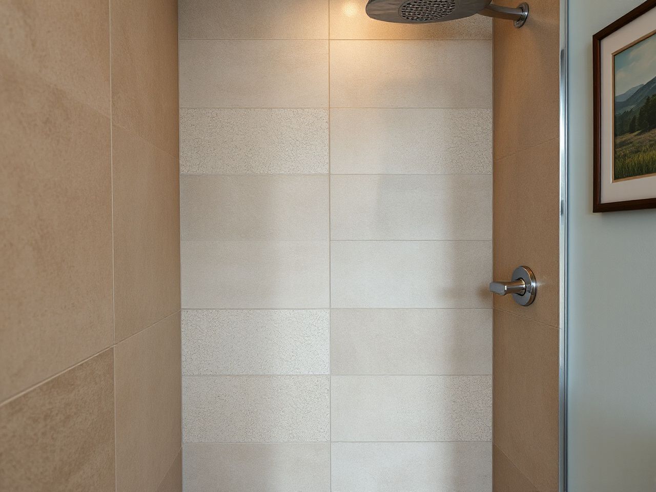 tile size works  in  walk-in shower - step by step