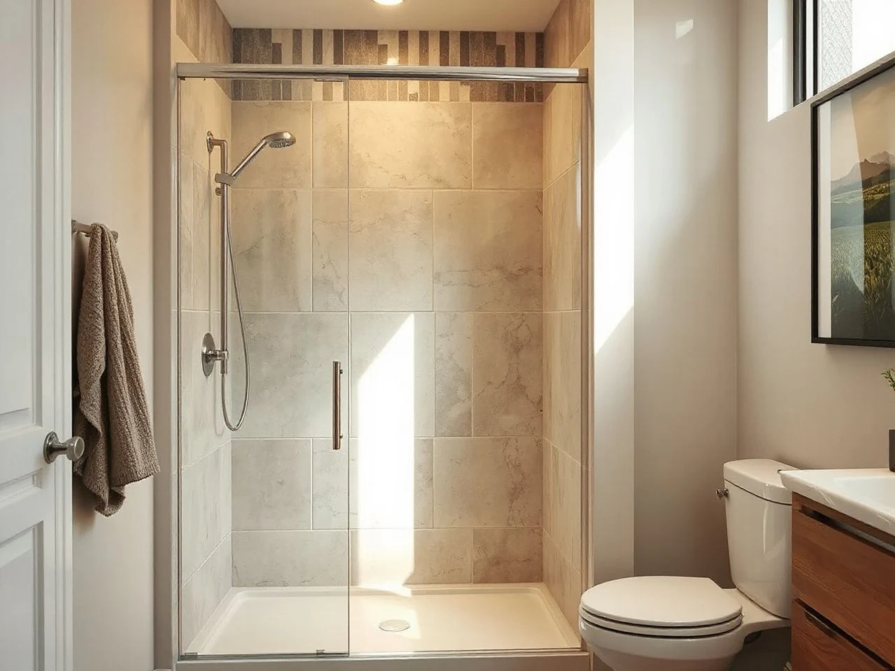 tile size works  in  walk-in shower - detailed view